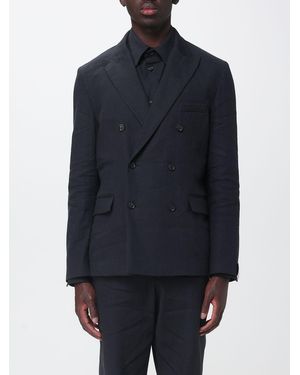 Paolo Pecora Linen And Viscose Double-Breasted Blazer - Blue
