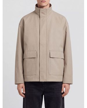 Jil Sander Short Technical Fabric Parka With High Collar And Patch Pockets - Natural