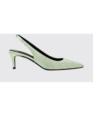Philipp Plein Satin Slingback Pumps With Hexagon Logo And Mid Heel - White