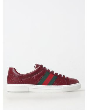 Gucci Zapatilla Ace Con Tribanda Web Hombre, Talla - Rojo