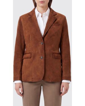 Golden Goose Slim Fit Suede Leather Blazer With Peak Lapels - Brown