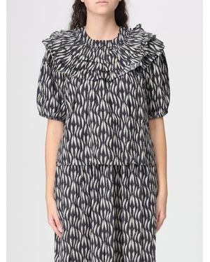 Ulla Johnson Mira Printed Cotton Blend Blouse - Grey
