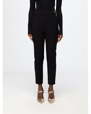 Elisabetta Franchi Mid-Rise Skinny Crêpe Trousers With Side Zip - Black