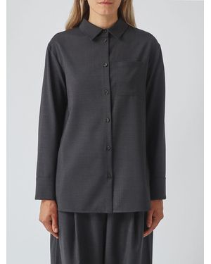 Max Mara Wool Shirt With Classic Collar And Dropped Shoulders - Gray