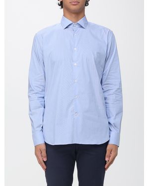 Brooksfield Camisa De Rayas De Algodón Estructurado Con Cuello Francés - Azul