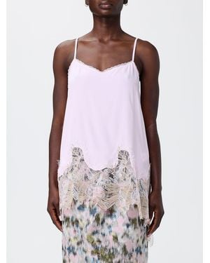 Fabiana Filippi Silk Blend Top With Lace Insert - Pink