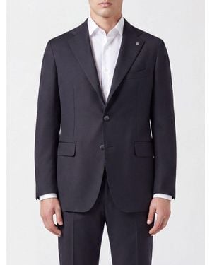 Tagliatore Virgin Wool Ceremony Blazer With Lapels And Two-Button Closure - Blue