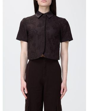 Liu Jo Cotton Shirt With Floral Motif - Black
