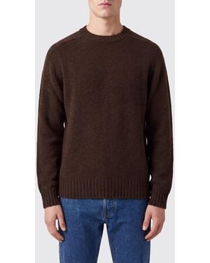 Sebago Crewneck 100% Wool Jumper With Ribbed Trims - Brown