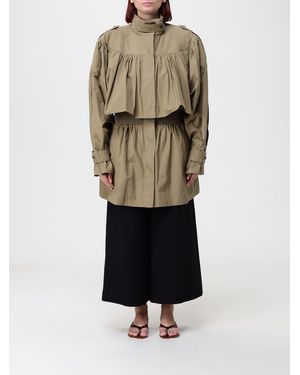 Chloé Chlo&Eacute Waterproof Cotton Trench Coat With High Neck And Epaulettes - Natural