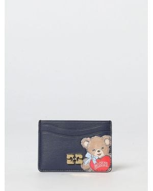 Ganni Teddy Print Recycled Leather Card Holder - White