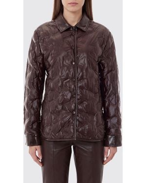 Pinko Gesteppte Dipladenia Hemd-Daunenjacke Aus Nylon Mit Überschnittenen Schultern - Braun