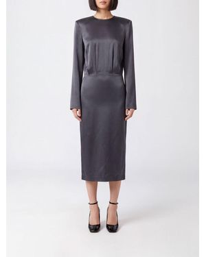 FEDERICA TOSI Robe Fourreau Midi En Satin À Manches Longues - Bleu