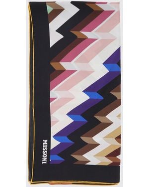 Missoni Quadratisches Foulard Von Aus Reiner Seide Mit Mehrfarbigem Zickzack-Muster - Blau