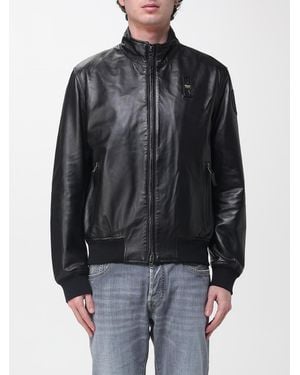 Blauer Leather Bomber Jacket - Black