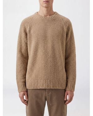 Laneus Recycled Wool Blend Crewneck Sweater With Ribbed Trims - Natural