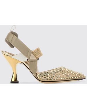 Fendi Colibrì Mesh-Nylon-Slingbacks Mit Strasssteinen - Weiß
