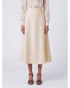 Valentino Garavani High-Waisted Flared Midi Skirt - Natural
