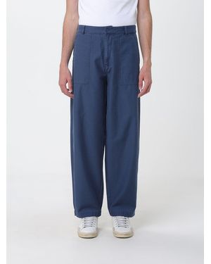 Blauer Wide-Leg Cotton Trousers - Blue