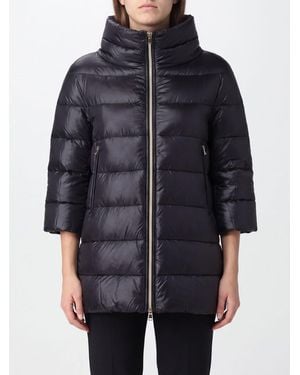Herno Long Quilted Nylon Puffer Coat With Funnel Neck And Zip Closure - Blue