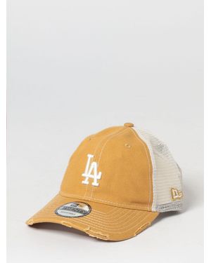 KTZ 9Forty Los Angeles Dodgers Distressed Cotton And Mesh Nylon Cap With Logo - Natural
