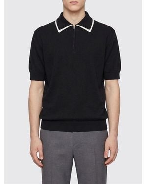 Jil Sander Cotton Knit Polo Shirt - Black