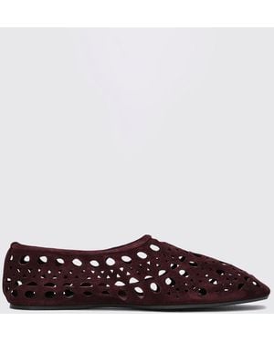 Alaïa Vienne Perforated Suede Ballet Flats With Elasticated Heel - White