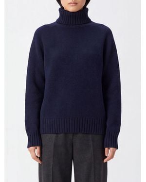 Drumohr Lambswool Turtleneck Jumper With Dropped Shoulders - Blue