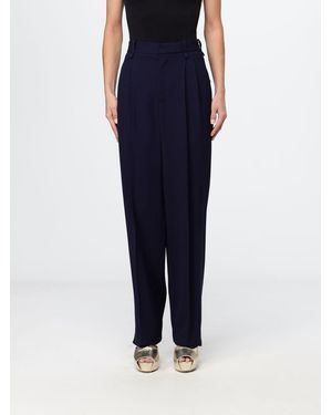 Elisabetta Franchi Mid-Rise Wide-Leg Tailored Crêpe Trousers - Blue