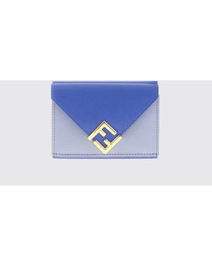 Fendi Cartera Triple Ff Diamonds De Piel Graneada Con Monograma - Azul
