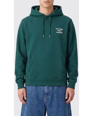 Drole de Monsieur Relaxed Fit Cotton Hoodie With Slogan Print - Green