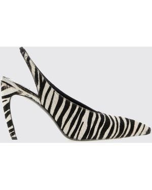 The Attico Viper Zebra-Print Pony Hair Slingback Pumps With High Heel - White