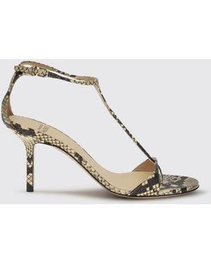 Francesco Russo Python Print Leather Sandals - Natural