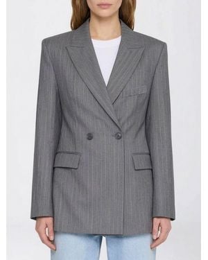 Anine Bing Double-Breasted Wool Blend Blazer - Grey