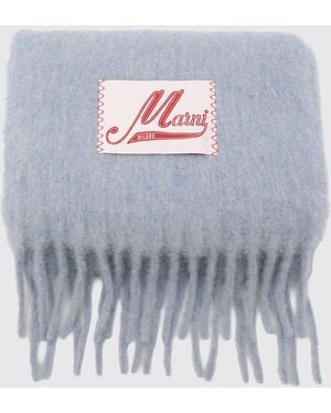 Marni Logo-Patch Fringed Alpaca Wool-Blend Scarf - Gray