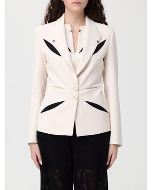 Elisabetta Franchi Cut-Out Crêpe Single-Breasted Blazer - Natural