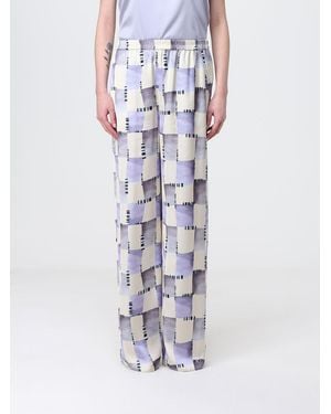 Emporio Armani Check Crepe Palazzo Trousers - White