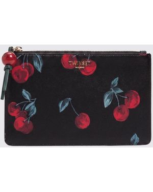 Twinset Grained Synthetic Leather Clutch Bag With Cherry Print - White