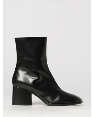 Aeyde Smooth Calf Leather Ankle Boots With Mid Heel And Round Toe - Black