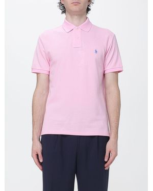 Polo Ralph Lauren Short-Sleeve Cotton Polo Shirt With Contrasting Embroidered Logo - Pink