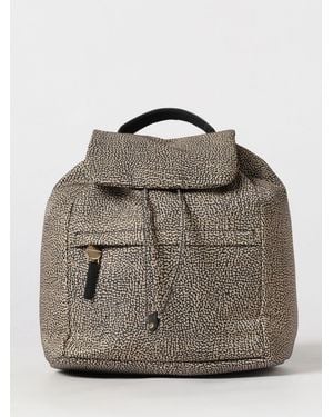 Borbonese Sac À Dos En Nylon Recyclé À Pois Avec Fermeture À Cordon - Marron