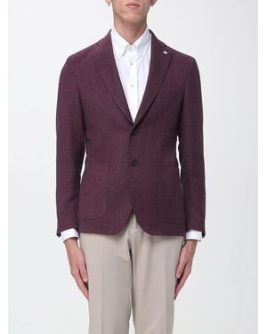 Manuel Ritz Slim Fit Single-Breasted Viscose Blend Blazer With Peak Lapels - Purple