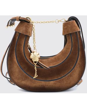 FARM Rio Suede Half-Moon Bag With Flower Appliqué - Brown