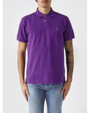 Polo Ralph Lauren Pony Logo Cotton Polo Shirt - Purple