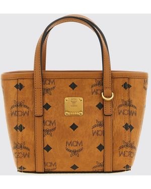 MCM Toni Mini-Tote Aus Beschichteter Baumwolle Mit Logo Und Abnehmbarem Riemen - Braun