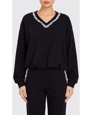 Twinset Cotton Blend Sweatshirt With Rhinestones - Blue