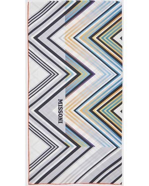 Missoni Quadratisches Foulard Von Aus Reiner Seide Mit Mehrfarbigem Zickzack-Muster - Grau