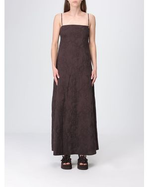 Liu Jo Cotton Dress With Embroidery And Sequins - Brown
