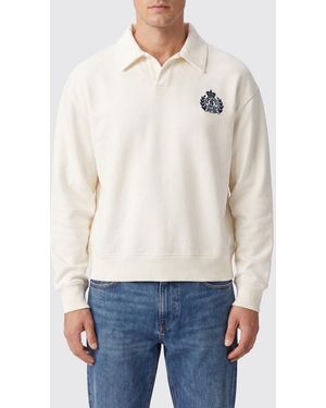 Sporty & Rich Sporty &Amp Rich Long-Sleeved Cotton Polo Shirt With Shield Logo And Dropped Shoulders - White
