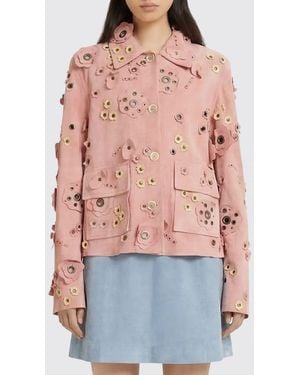 Marni Wildlederjacke Mit Applikationen - Rot